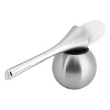 Creative Bathroom Toilet Scrub Cleaning Brush Holder Set with Stainless Steel Base (Silver)