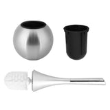 Creative Bathroom Toilet Scrub Cleaning Brush Holder Set with Stainless Steel Base (Silver)