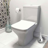 Creative Bathroom Toilet Scrub Cleaning Brush Holder Set with Stainless Steel Base (Silver)