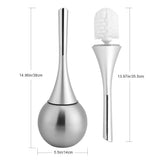 Creative Bathroom Toilet Scrub Cleaning Brush Holder Set with Stainless Steel Base (Silver)