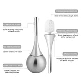 Creative Bathroom Toilet Scrub Cleaning Brush Holder Set with Stainless Steel Base (Silver)
