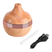 USB LED Touch Wood Grain Air Humidifier Purifier Oil Diffuser 300ml