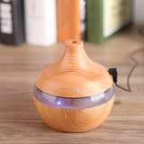 USB LED Touch Wood Grain Air Humidifier Purifier Oil Diffuser 300ml