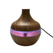 USB LED Touch Wood Grain Air Humidifier Purifier Oil Diffuser 300ml