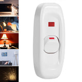AC 250V 10A Inline ON/OFF Table Desk Lamp Cord Cable Switch with LED Indicator Light White