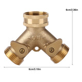 3/4 Inch Brass 2 Way Valve Splitter Hose Pipe Tap Connectors for Garden Irrigation