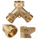 3/4 Inch Brass 2 Way Valve Splitter Hose Pipe Tap Connectors for Garden Irrigation
