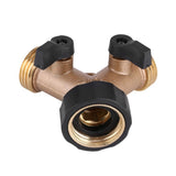 Brass Water Tap Adapter 2 Way Y Shape 3/4 Hose Connector Garden Irrigation (American Standard)
