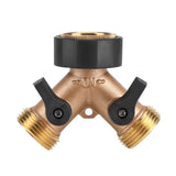Brass Water Tap Adapter 2 Way Y Shape 3/4 Hose Connector Garden Irrigation (American Standard)