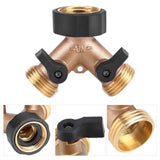 Brass Water Tap Adapter 2 Way Y Shape 3/4 Hose Connector Garden Irrigation (American Standard)