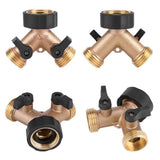 Brass Water Tap Adapter 2 Way Y Shape 3/4 Hose Connector Garden Irrigation (American Standard)