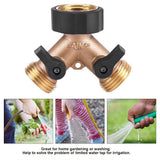 Brass Water Tap Adapter 2 Way Y Shape 3/4 Hose Connector Garden Irrigation (American Standard)