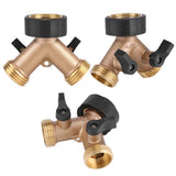 Brass Water Tap Adapter 2 Way Y Shape 3/4 Hose Connector Garden Irrigation (European Standard)
