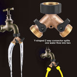 Brass Water Tap Adapter 2 Way Y Shape 3/4 Hose Connector Garden Irrigation (European Standard)