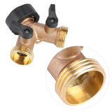 Brass Water Tap Adapter 2 Way Y Shape 3/4 Hose Connector Garden Irrigation (European Standard)