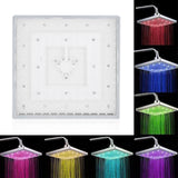 8" Inch Square Chrome Face Rainfall LED Shower Head 7 Colors Changing Romantic Light Home