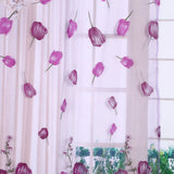 100*200cm Tulips Printing Tulle Curtains Sheer Drape Balcony Window Decoration Purple In Australia - Darrahopens