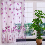 100*200cm Tulips Printing Tulle Curtains Sheer Drape Balcony Window Decoration Purple In Australia - Darrahopens