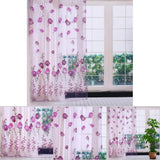 100*200cm Tulips Printing Tulle Curtains Sheer Drape Balcony Window Decoration Purple In Australia - Darrahopens