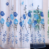 100*200cm Tulips Printing Tulle Curtains Sheer Drape Balcony Window Decoration Blue In Australia - Darrahopens