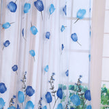100*200cm Tulips Printing Tulle Curtains Sheer Drape Balcony Window Decoration Blue In Australia - Darrahopens