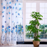 100*200cm Tulips Printing Tulle Curtains Sheer Drape Balcony Window Decoration Blue In Australia - Darrahopens