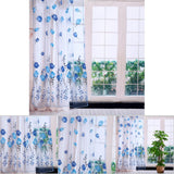 100*200cm Tulips Printing Tulle Curtains Sheer Drape Balcony Window Decoration Blue In Australia - Darrahopens