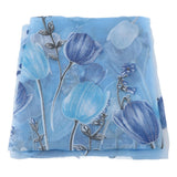 100*200cm Tulips Printing Tulle Curtains Sheer Drape Balcony Window Decoration Blue