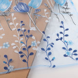 100*200cm Tulips Printing Tulle Curtains Sheer Drape Balcony Window Decoration Blue