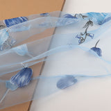 100*200cm Tulips Printing Tulle Curtains Sheer Drape Balcony Window Decoration Blue