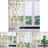 100*200cm Tulips Printing Tulle Curtains Sheer Drape Balcony Window Decoration Green