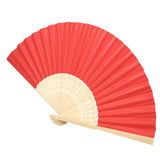 Chinese Folding Bamboo Ribs Fan DIY Blank Paper Fan Wedding Shower Party Decor #Red Color