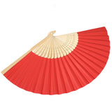 Chinese Folding Bamboo Ribs Fan DIY Blank Paper Fan Wedding Shower Party Decor #Red Color