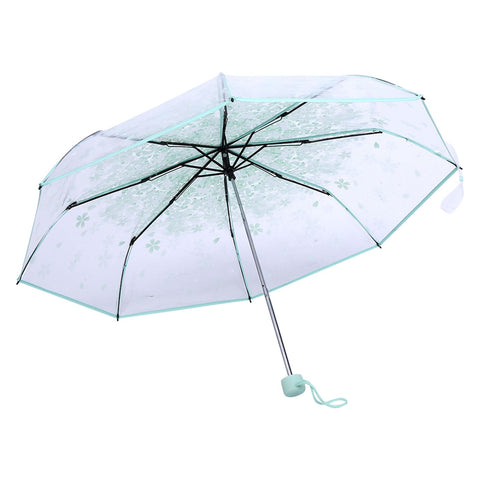 1PC Transparent Folding Umbrella Fashionable Princess Umbrella Cherry Blossom # Light Green In Australia - Darrahopens