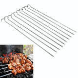 10PCS BBQ Barbecue Grilling Cooking Long Stainless Steel Kabob Kebab Flat Skewers Needle New In Australia - Darrahopens