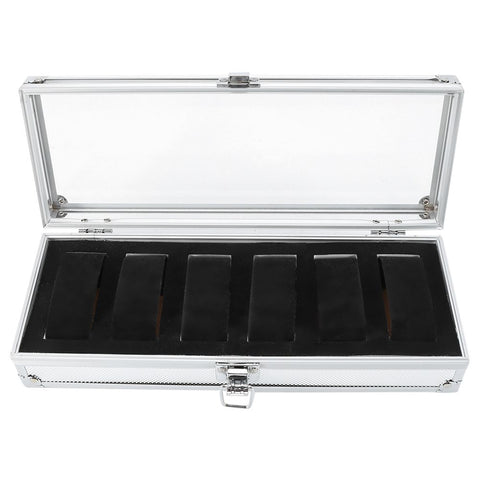 1Pc 6 Grid Slots Aluminum Rectangle Watch Jewellery Display Storage Organizer Box (6 Slots)