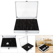 1Pc 12 Grid Slots Aluminum Rectangle Watch Jewellery Display Storage Organizer Box (12 Slots)