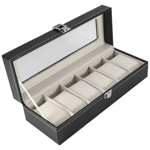 1Pc High Grade 6 Slots PU Leather Box Case For Watch Jewellery Display Storage Organizer Hot In Australia - Darrahopens