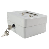 1Pc Mini Portable Iron Petty Lockable Cash Money Coin Safe Security Box Household (White)