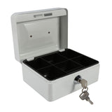 1Pc Mini Portable Iron Petty Lockable Cash Money Coin Safe Security Box Household (White)