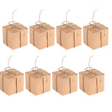 50PCS Brown Kraft Paper Square Wedding Favor Candy Chocolate Gift Party Supply Boxes