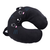 Animal Travel Neck PP Cotton Pillow Soft U Shaped Car Head Rest Toy Cushion Black Cat