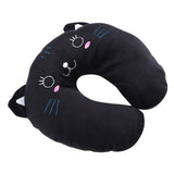 Animal Travel Neck PP Cotton Pillow Soft U Shaped Car Head Rest Toy Cushion Black Cat