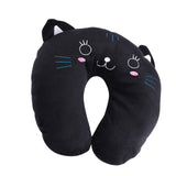 Animal Travel Neck PP Cotton Pillow Soft U Shaped Car Head Rest Toy Cushion Black Cat
