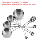 8pcs set Stainless Steel Measuring Cups&Spoons Kit Sugar Coffee Milk Kitchen Gadget Baking Tool