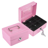 1Pc Mini Portable Steel Petty Lockable Cash Money Coin Safe Security Box Household Pink
