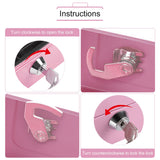 1Pc Mini Portable Steel Petty Lockable Cash Money Coin Safe Security Box Household Pink