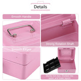 1Pc Mini Portable Steel Petty Lockable Cash Money Coin Safe Security Box Household Pink