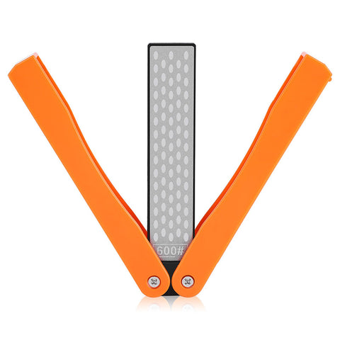 Outdoor Camping Folding Double Sided 400/600# Sharpener Stone Whetstone Sharpening Tool(Yellow)
