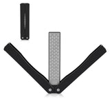 Outdoor Camping Folding Double Sided 400/600# Sharpener Stone Whetstone Sharpening Tool (Black)